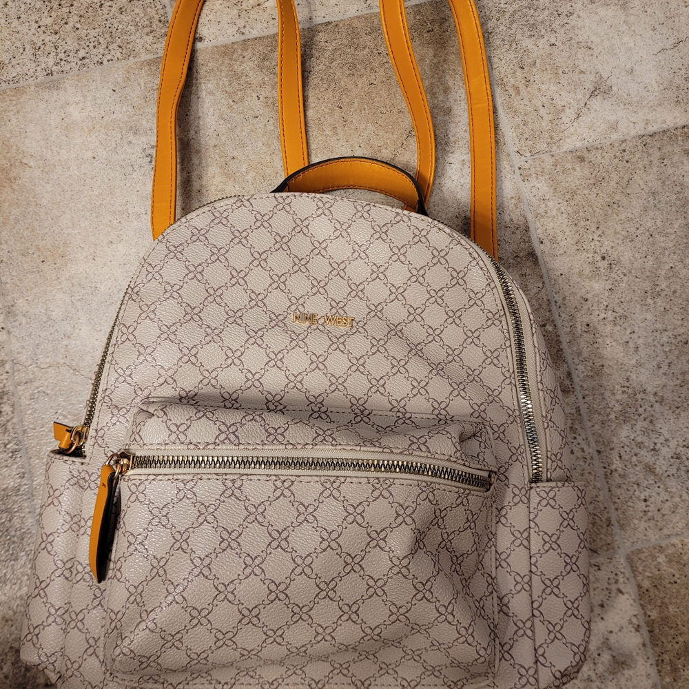 Great Womens Gift Nine West Vander Mocha Logo Medium Dome Adjustable Backpack